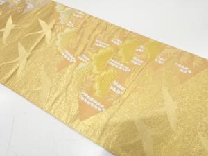 群鶴に松藤・笹模様織り出し　袋帯